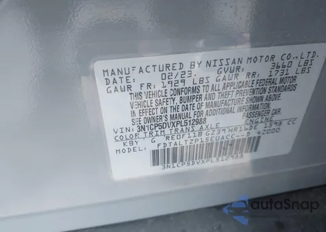 2023 Nissan Kicks Sr Xtronic Cvt z USA, uszkodzony, nr VIN 3N1CP5DVXPL512988